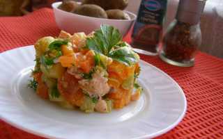 Салат с семгой и отварными овощами